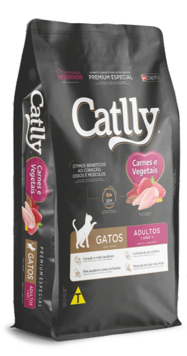 Cattly Meat and Veg cat food package on a white background