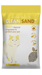 Package of Clean Sand Bentonitecat litter with a cat illustration on a white background