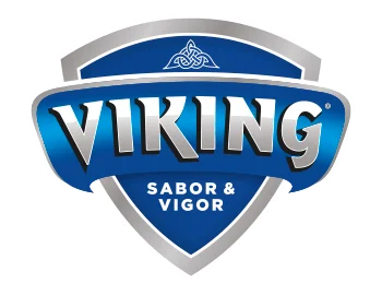 Viking logo with blue and silver design on a white background
